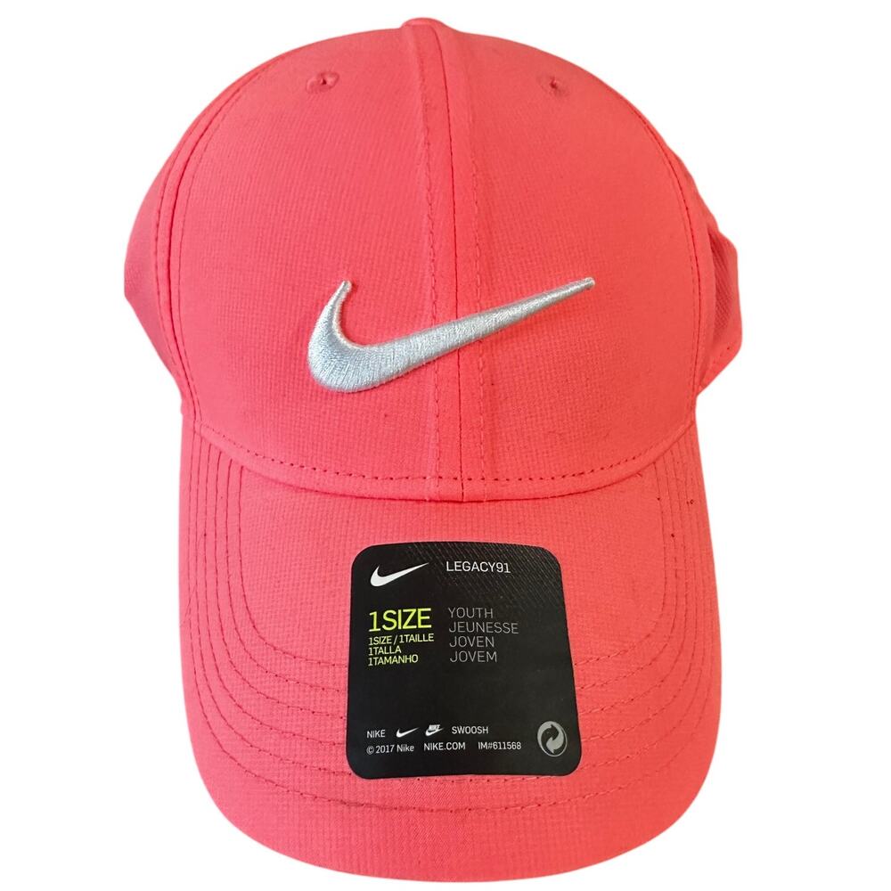 Nike Legacy91 Dri-FIT Youth Golf Hat Coral Adjustable Cap 942207-686 NWT
